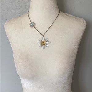 Enameled metal floral flower necklace